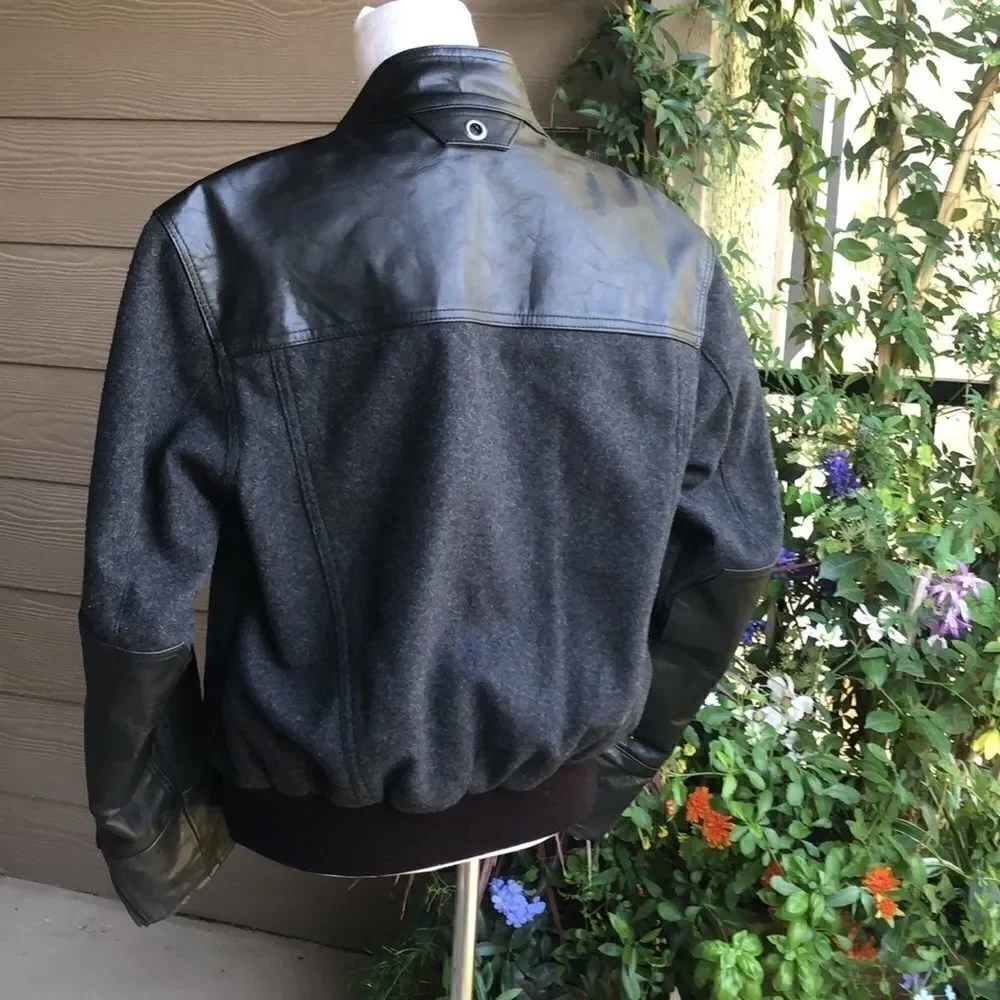 - NWOT Roland Sands Designer Men’s Wool/Leather Biker Jacket